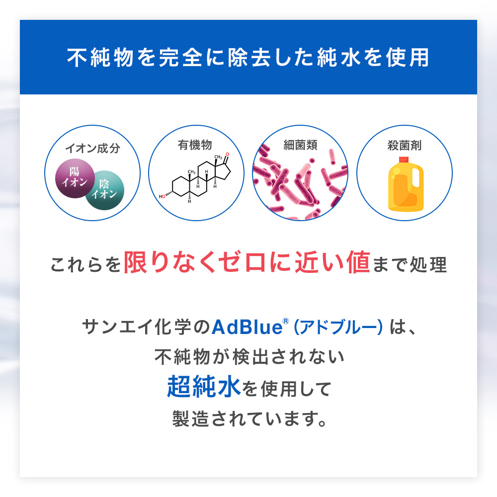 不純物を完全に除去した純水を使用